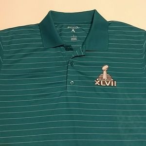 Antigua Men's sz L Superbowl XLVII Polo Shirt Teal